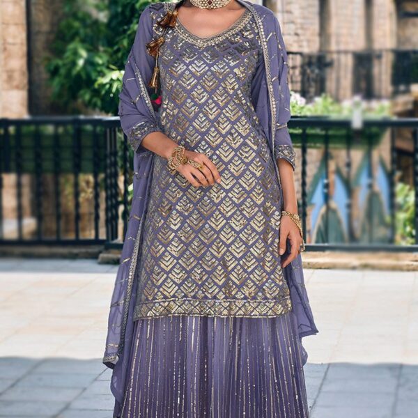 Georgette Suit - Dark Blue Embroidered