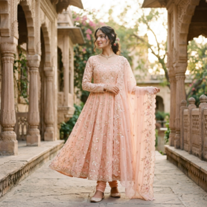 Pastel Georgette Suit - Peach Bloom