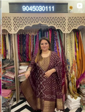 Maroon Bandhej Suit